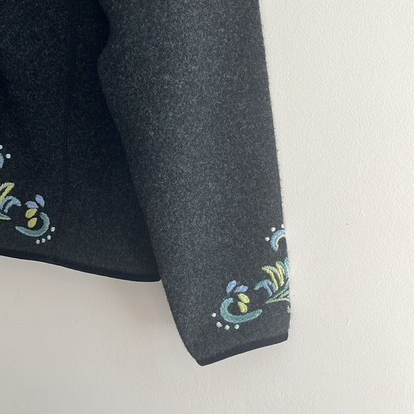 Icelandic Design‎ Wool Sweater Cardigan Embroidered Classic Artsy green S funky - Picture 6 of 8